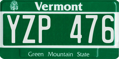 VT license plate YZP476