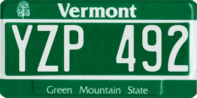 VT license plate YZP492