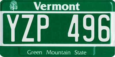 VT license plate YZP496