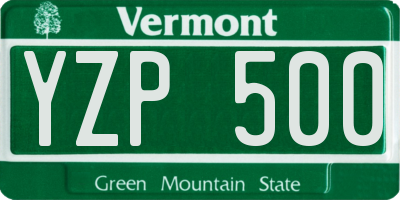 VT license plate YZP500