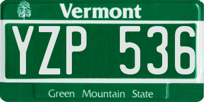 VT license plate YZP536