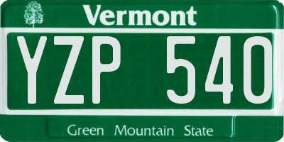 VT license plate YZP540
