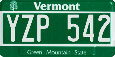 VT license plate YZP542