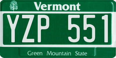 VT license plate YZP551