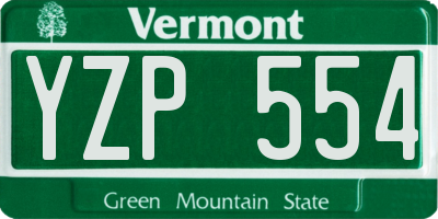 VT license plate YZP554