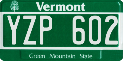 VT license plate YZP602