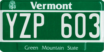 VT license plate YZP603