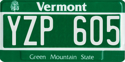VT license plate YZP605