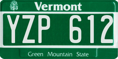 VT license plate YZP612