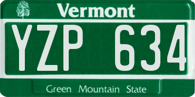 VT license plate YZP634