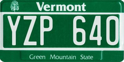 VT license plate YZP640