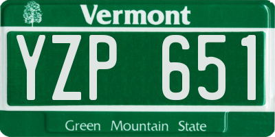 VT license plate YZP651