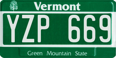 VT license plate YZP669