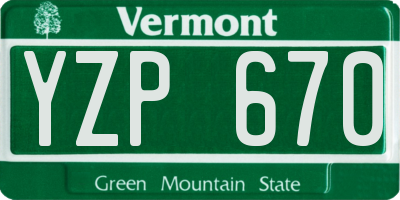VT license plate YZP670