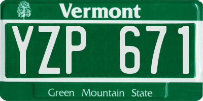 VT license plate YZP671