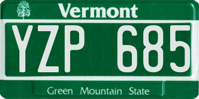 VT license plate YZP685