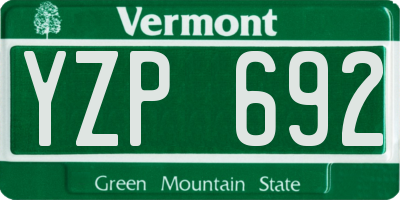 VT license plate YZP692