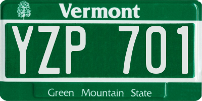 VT license plate YZP701
