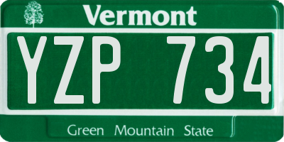 VT license plate YZP734