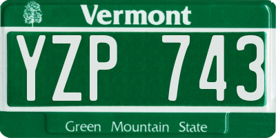 VT license plate YZP743