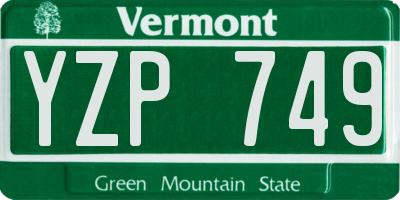 VT license plate YZP749
