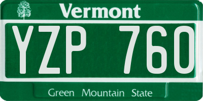 VT license plate YZP760