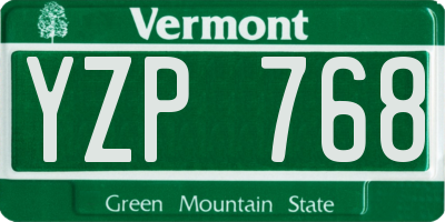 VT license plate YZP768