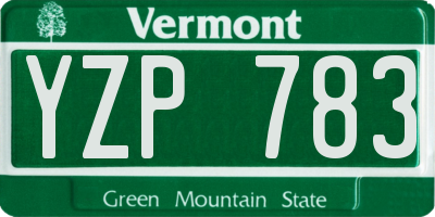 VT license plate YZP783