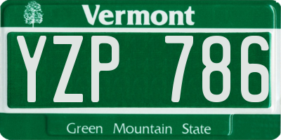 VT license plate YZP786