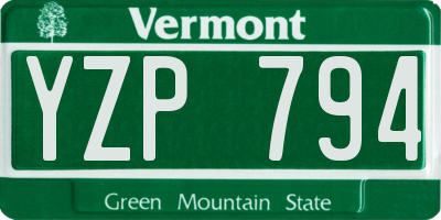 VT license plate YZP794