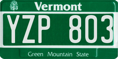 VT license plate YZP803