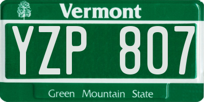VT license plate YZP807