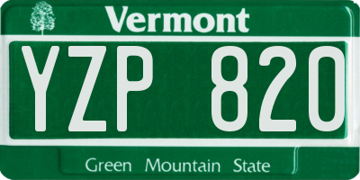 VT license plate YZP820