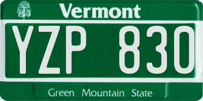 VT license plate YZP830
