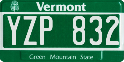VT license plate YZP832