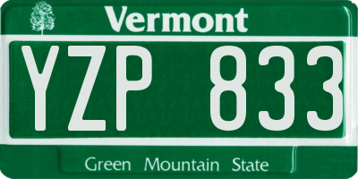 VT license plate YZP833