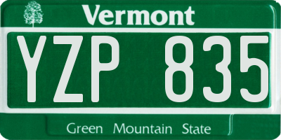 VT license plate YZP835
