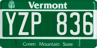 VT license plate YZP836