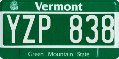 VT license plate YZP838