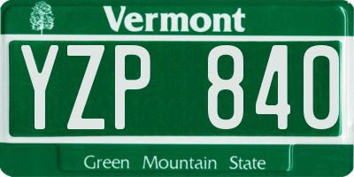 VT license plate YZP840