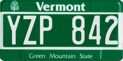 VT license plate YZP842