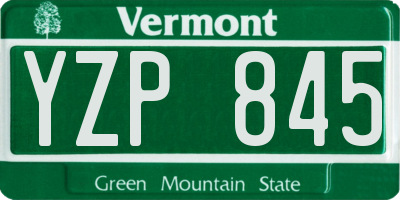 VT license plate YZP845