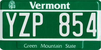 VT license plate YZP854