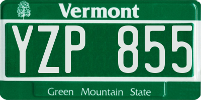 VT license plate YZP855