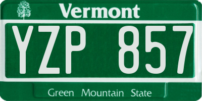 VT license plate YZP857