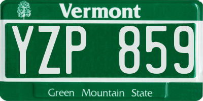 VT license plate YZP859