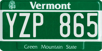 VT license plate YZP865