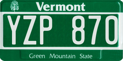 VT license plate YZP870