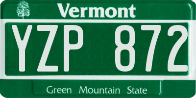 VT license plate YZP872