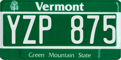 VT license plate YZP875
